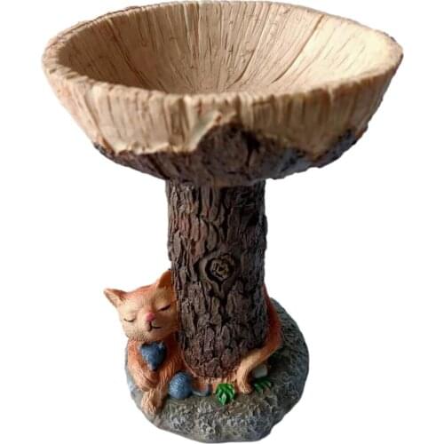 Garden Bird Bath Polyresin Bird Feeder Desktop Ornament For Indoor Outdoor Decoration Resin Crafts Mushroom-shaped Bird Feeder