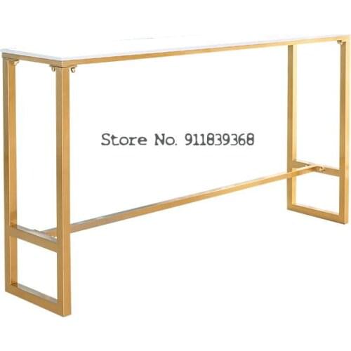 Nordic Light Luxury Marble Bar Table And Chair Simple Household Wall Window High Foot Table Milk Tea Shop Bar Long Narrow Table