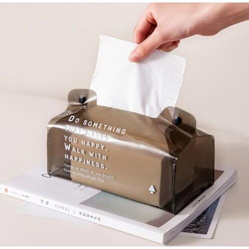 Tissue Box Foldable Multi-use PVC Notch Design Waterproof Tissue Case for Living Room