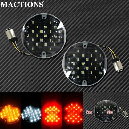Motorcycle 1157 LED Turn Signal Inserts Lights 3-1/4 Flat Somked Lens Lamp With E Mark For Harley Touring Softail FLHR Road King