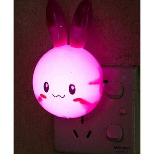 Cartoon Rabbit LED Night Light AC110-220V Switch Wall Night Lamp with Gifts for Kid/Baby/Children Bedroom Bedside Lamp