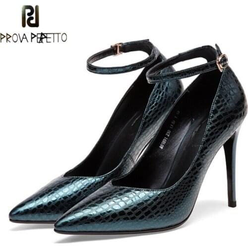 Single Shoes Autumn New Sexy Pointed Toe Stiletto High Heels Embossed Cowhide One-line Buckle Shallow Mouth Elegant High Heels