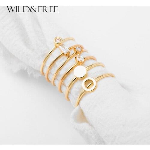 Wild&Free Fashion Jewelry 6 pcs Rings Set Gold Silver Color Knuckle Ring Set For Women Midi Finger Crystal Rings Party Gift
