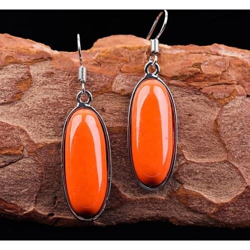 Bohemian Orange Stone Earrings For Women 2020 Vintage Ethnic Long Drop Crochet Earrings Chinese Fashion Jewelry Wholesale L5C219