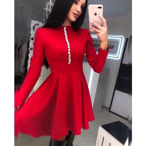 2021 Winter Women Sexy Long Sleeve Diamonds Black White Red Pleated Bandage Dress Elegant Celebrity Evening Runway Party Dress