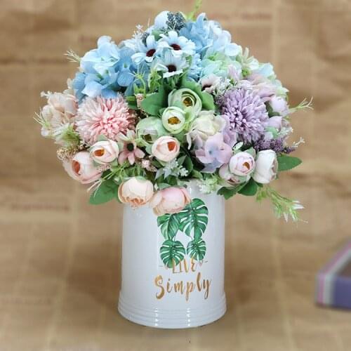 1 Bouquet 7 Branches Artificial Flowers Silk Peonies Bouquet Flowers Wedding Home Decoration Fake Peony Rose Flower for Bride