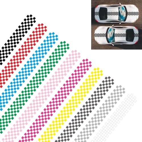 1PCS Sports car flag grid stripe car stickers decoration hood roof to the rear of the DIY modelling decals car truck accessories