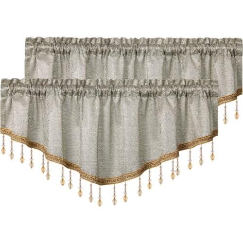 2 Pieces Khaki Tulle Curtain Valances for Bedroom Kitchen Solid Colour Tulle Fabric Short Sheer Valance for Living Room Decor