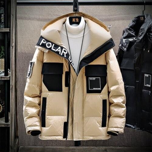 2022 Mens Winter Down Jacket 90% White Duck Down Coat Removable Hat Hood Warm Zipper Coat Shiny Down Parka Outwear