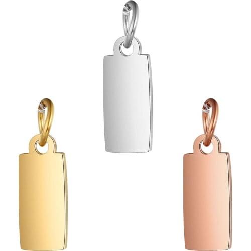 5pcs/lot 100% Stainless Steel Mirror Polished 13mm Oblong Tag Charm Pendant for Bracelet Necklace Jewelry Making Tag