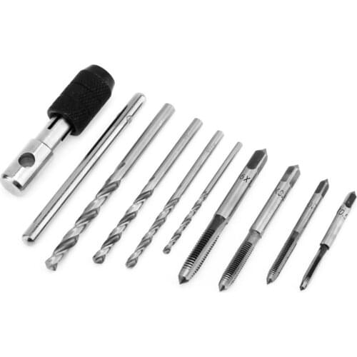 9pcs/lot T Type Machine Hand Screw Thread Taps Reamer with 4pcs M3-M6 Tap Set and 4pcs Twist Drill Bits and T Type Wrench