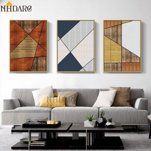 Abstract Art Canvas Fashion Poster Wood Floor Wall Painting Print Nordic Decoration Picture Living Room Scandinavian Home Decor