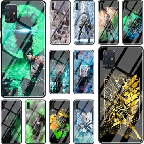Case for Samsung Galaxy A51 A71 A50 A21s A31 A70 A10 A41 A30 A40 A11 A91 Tempered Glass Phone Cover Anime Attack On Titan