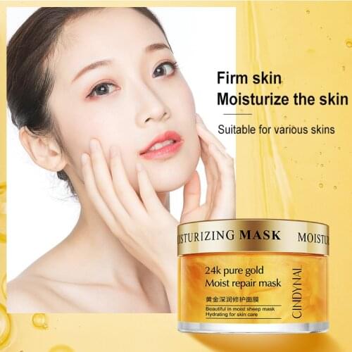 CINDYNAL 24k Gold Sleeping Mask Serum Cream Snial Golden Deep Moisturizing Sleeping Mask Skin Care Cream Face Shrink Pore TSLM2
