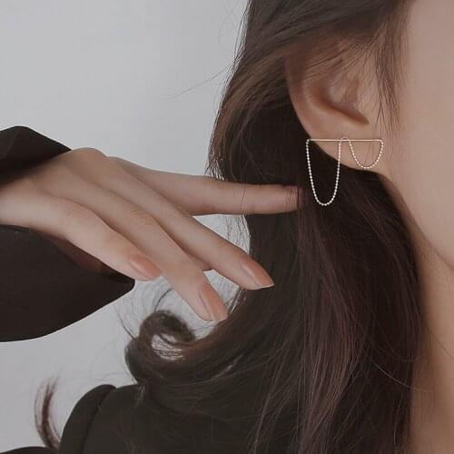 Geometric Stud Earrings For Women Bead Chain Tassel Simple Fashion Hot New Trend Lady Wedding Jewelry Gifts Wholesale BOYULIGE