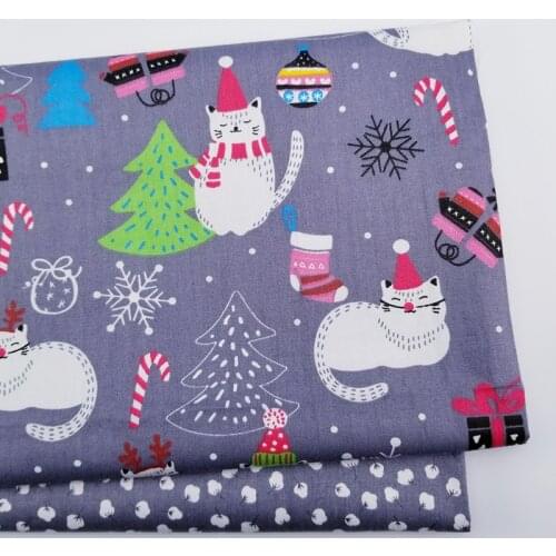 Cat flower printing cotton twill fabric handmade DIY sewing breathable fabric baby & child clothing fabric