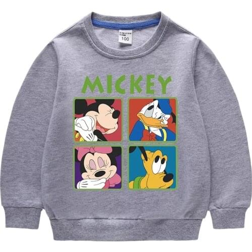 Cartoon Disney Mickey Mouse Girl Tops Pullovers Kids Boy Hooded Sweatshirts Children Clothes Toddler Girl Hoodies Sweater