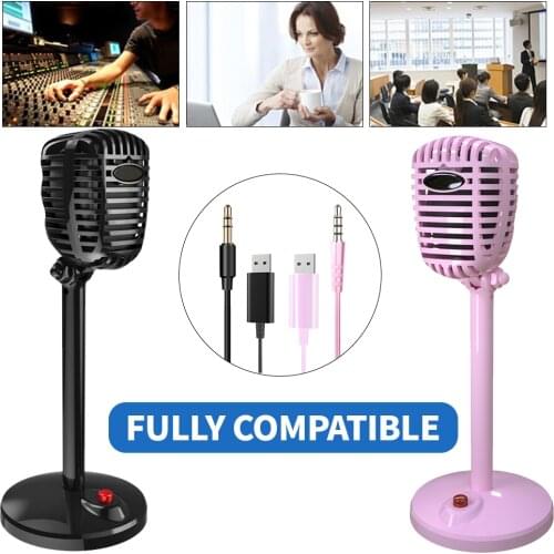 USB Condenser Microphone Wired 3.5mm Desktop Mic Studio Microphone for Computer Broadcasting Recording Game Live Stream Meeting