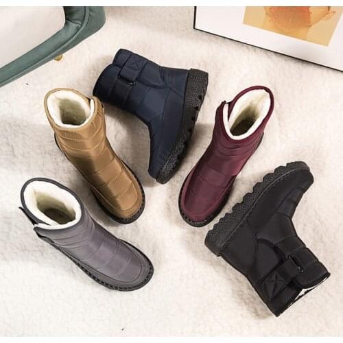 Nice New Winter High-top Cotton Shoes Water Proof Hook & Loop Plus Velvet Womens Shoes Long Tube Outdoor Snow Boots