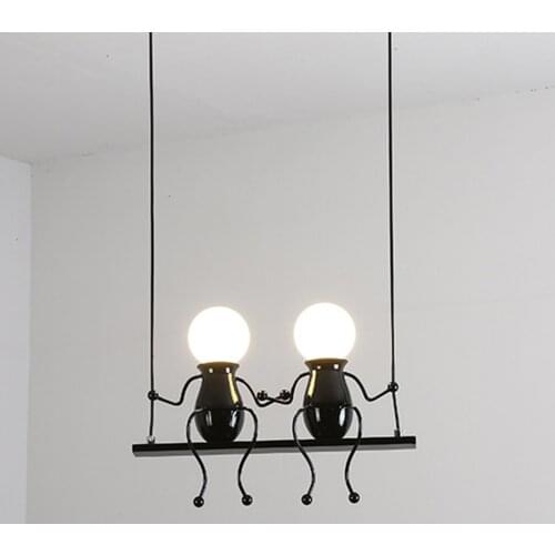 Modern Cartoon Doll Chandeliers LED Creative Fixtures Iron Bedside Sconce Lamp For Kids Gift Living Room Chandelier Decorations
