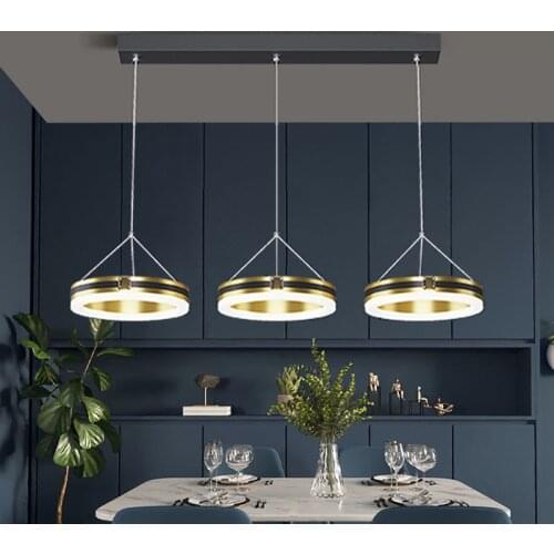 Minimalist Luster Black Gold LED Chandelier for Dining Living Study Room Kitchen Aisle Home Indoor Decorative Lighting Fixture