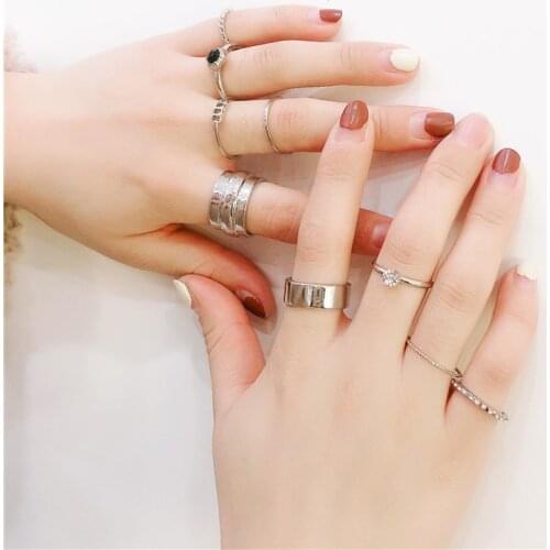 Minimalist Sliver Color Rings Set For Women Punk Geometric Mixed Round Twist Knuckle Ring Sets Female Fashion Finger Jewelry