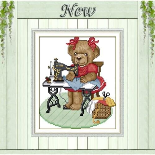 The tailor bear cartoon decor paintings counted printed on canvas DMC 11CT 14CT DIY kits Cross Stitch embroidery needlework Sets