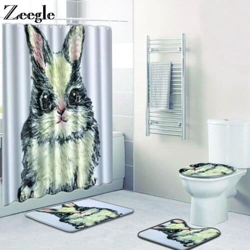 Zeegle Shower Curtain and Bath Mat Set Non Slip Rugs Carpet for Bathroom Creative Bath Mat Shower Mat Doormat Soft Floor Rug