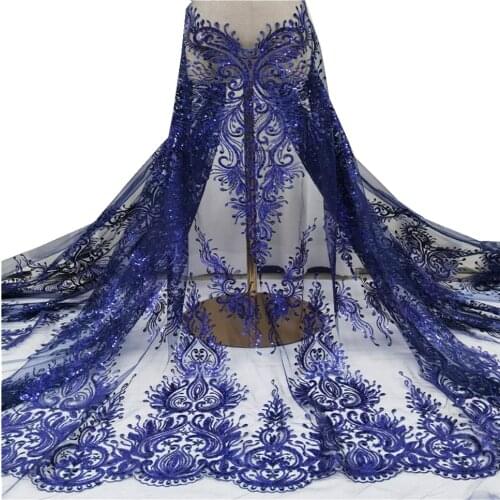 Nigerian Lace Fabric For Wedding 2021 High Quality Embroidery African Sequins Lace Fabric France Tulle Lace xq69-32