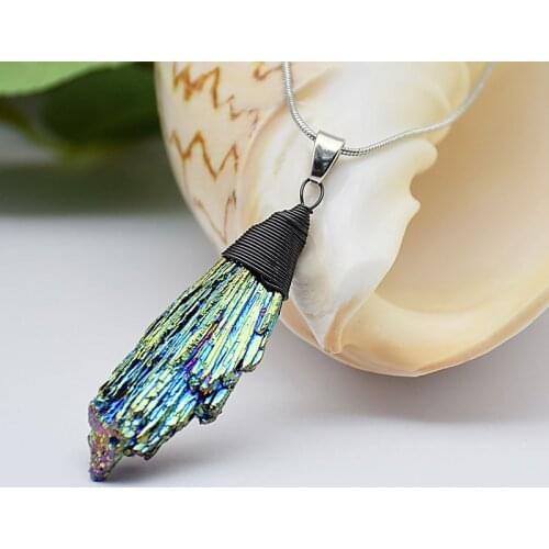 Handmade Copper Wire Winding Water Drop Crystal Pendant Necklace for Women and Man Jewelry Dropshipping