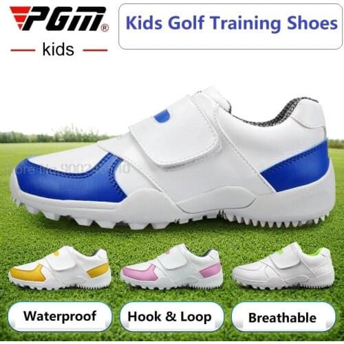 Pgm Golf Shoes For Children Junior Non Slip Waterproof Kids Sneakers Waterproof Sports Shoes Boys Girls Athletic Trainers 30-36