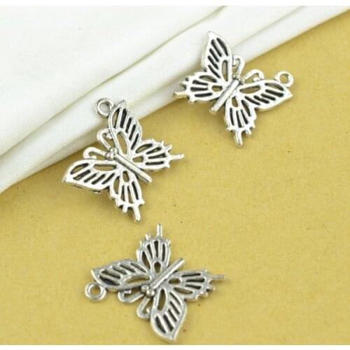 25Pcs metal butterfly Charm vintage Tibetan Silver Pendant Jewelry Products Charms Diy Pendants For Necklace Bracelets D258