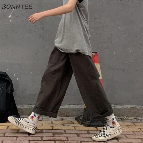 Casual Pants Women S-5XL Wide-leg Harajuku BF Solid High Waist Fashion Chic Unisex Leisure Students Hip-hop Style Cargo Trousers