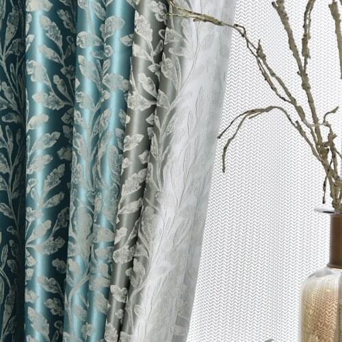 Simple and Modern Pastoral Vine Embroidery Curtains for Blackout Bedroom Living Room Floor-to-ceiling Windows Floating Curtains