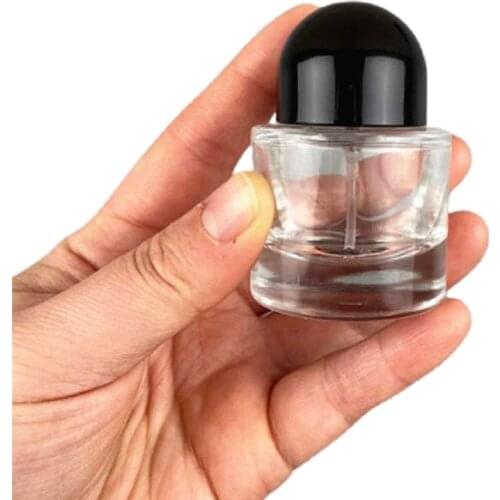 30ML Empty Cosmetic Packaging Refillable Vials Round Black White Lid Transparen Glass Perfume Spray Bottle 10pieces/Lot