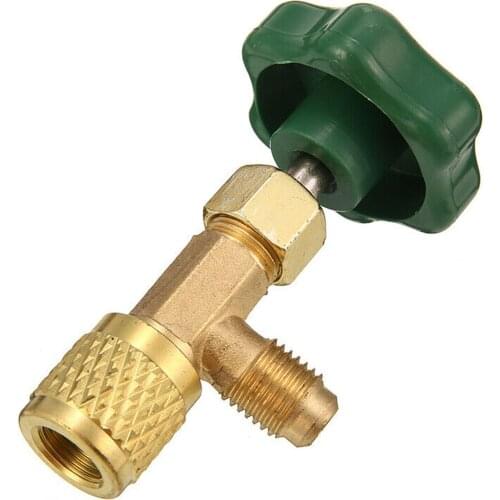 R12 A/C Can Tap Valve R22 Connector Green & Gold Refrigerant 1 Pc 1/4 SAE