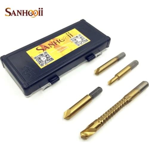SANHOOII 4in1 Drill Out Damaged Screw Extractor Out Remover Handymen Broken Bolt Stud Removal Tool Kit 4pc #1 #2 #3 With Case