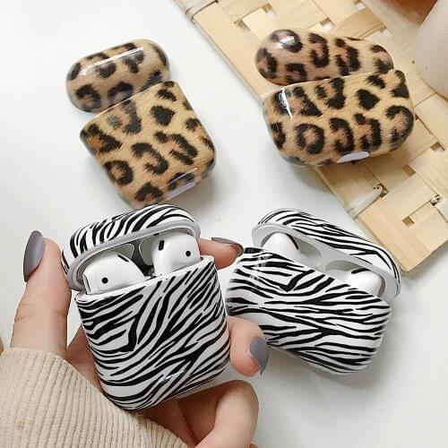 Leopard Zebra Pattern Protective Shell Earphone Box Suitable for AirPod 2 Hard Shell Wireless Charging Case Cover