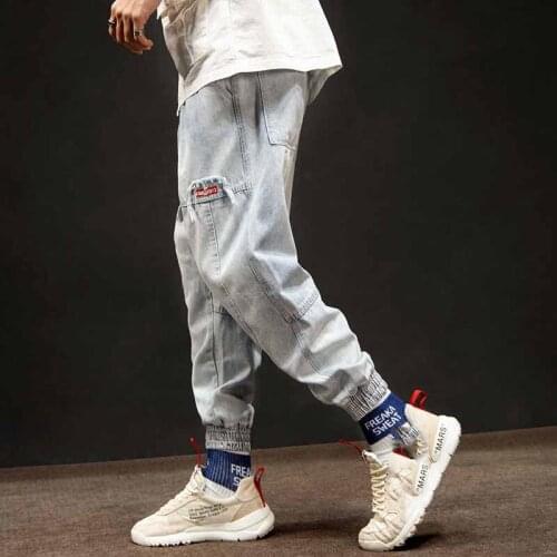 Spring autumn 2020 cargo brand overalls jeans men European and American style hip hop loose national beam feet pants men
