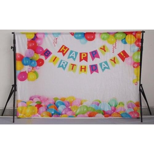VinylBDS Happy Birthday Theme White Background For Newborn Baby Children Fundos Para Studio Porta Colorful Balloon Custom Made