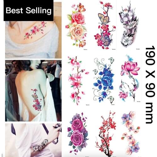 28 Types Flower Temporary Tattoo Art Stickers for Women Tatoo Festival Waterproof Fake Tattoo Tattoo Supplies