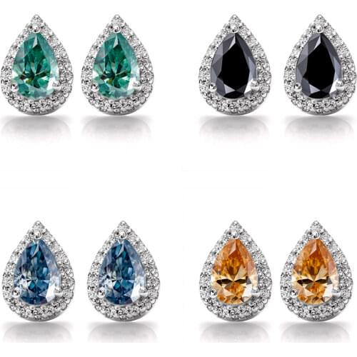 BOEYCJR 925 F color Pear cut 0.5ct 4*6mm Moissanite VVS Fine Jewelry Diamond Stud Earring With certificate for Women