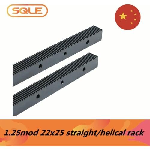 1.25 Modulus 22mm x 25mm Helical / straight rack 670mm 1400mm with mount holes M5 100mm hole distance for CNC router