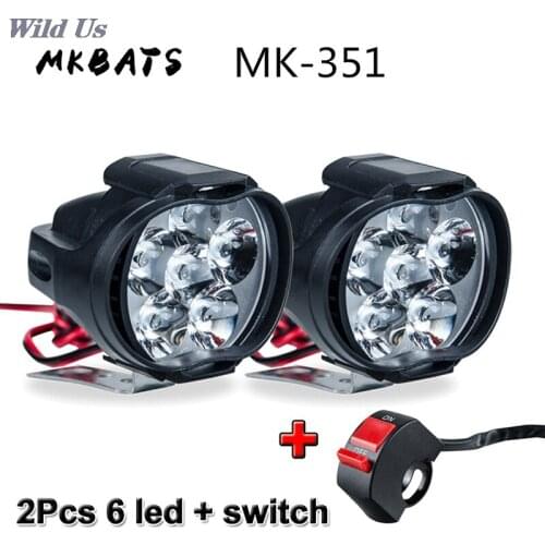 1 Pair 6 LED Spotlight Spot Light Motorcycle Headlight Super Bright Fog Lamp