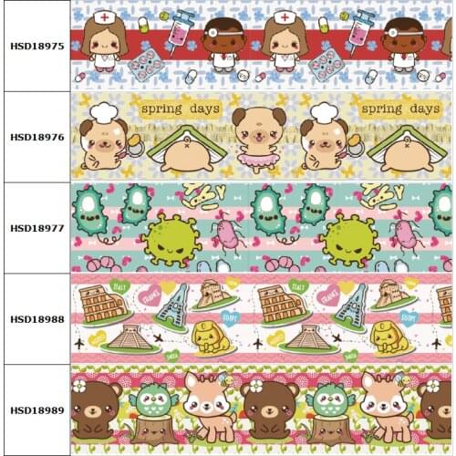 10yard Doctor Deer Dog Cute Bear Cartoon Grosgrain Ribbon Accessory Hairbow Headwear Decoration DIY Wholesale OEM 38MM 75MM