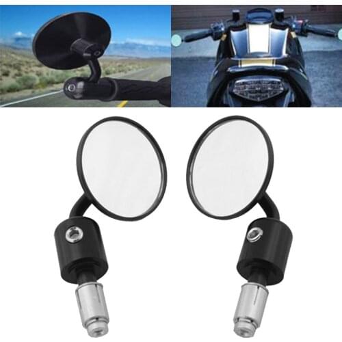 2pcs/set Round Motorcycle CNC Aluminum 7/8" Handle Bar End Side Rear View Mirrors