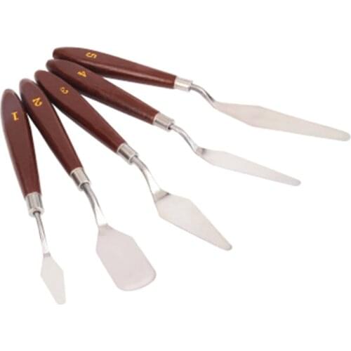 5PCS Mixed Palette Knife Painting Stainless Steel Scraper Spatula Art Supplies for Artist Canvas Oil Paint Color Mixing