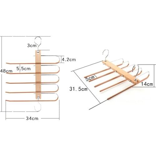 Pants ers Space Saver, 5 in 1 Wooden ers, ers for Jeans Trousers Ties Belt Organizer