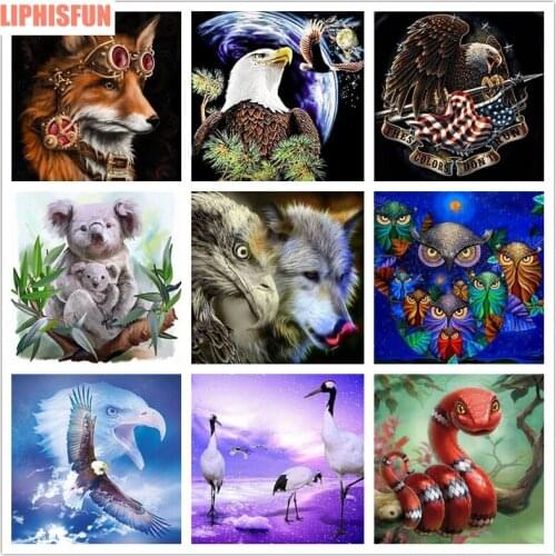 5D DIY Diamond Embroidery Diamond Painting Full Square/Round Resin Cross Stitch Home Decor Wolf Eagle Flamingo Snake Fox Owl