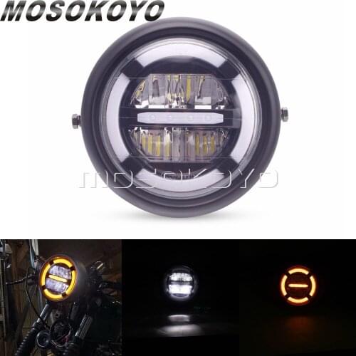 7" Universal Cafe Racer Motorcycle LED Head Lamp Headlamp Distance Light Refit 7 inch High Low Beam DRL Headlight Chopper Bobber